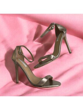 TONY BIANCO Brushed Gold Leather Stiletto Heels Sandals Size 7